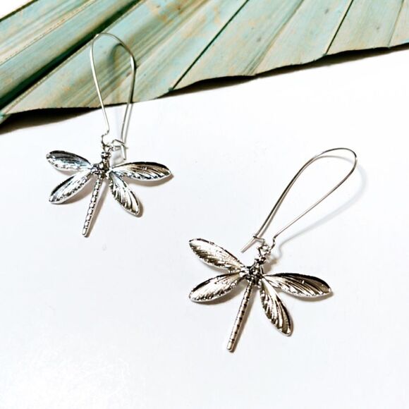 Bohemian dragonfly earrings in silver #580 - Picture 2 of 5